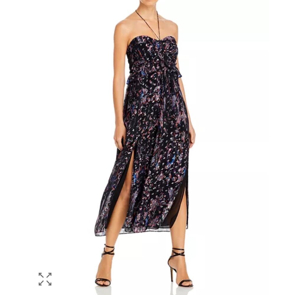NWT - IRO Somov Paisley Lurex Jacquard Halter Midi Dress- size 36 - Picture 9 of 12